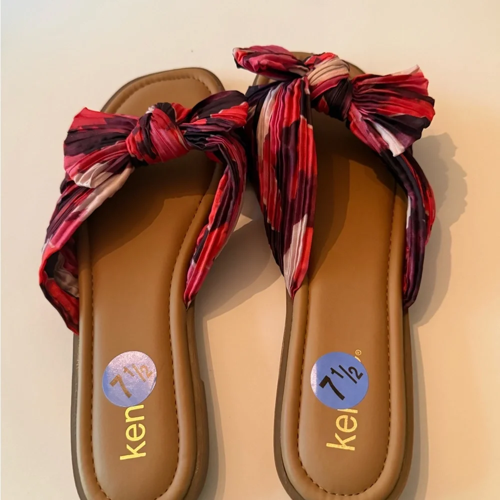 Kelsie Renata 2 Knot-Tie Multi Pattern Slide Sandals New Women’s 7.5